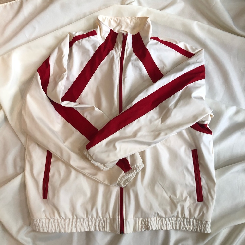 Red White Oversized Baseball Windbreaker